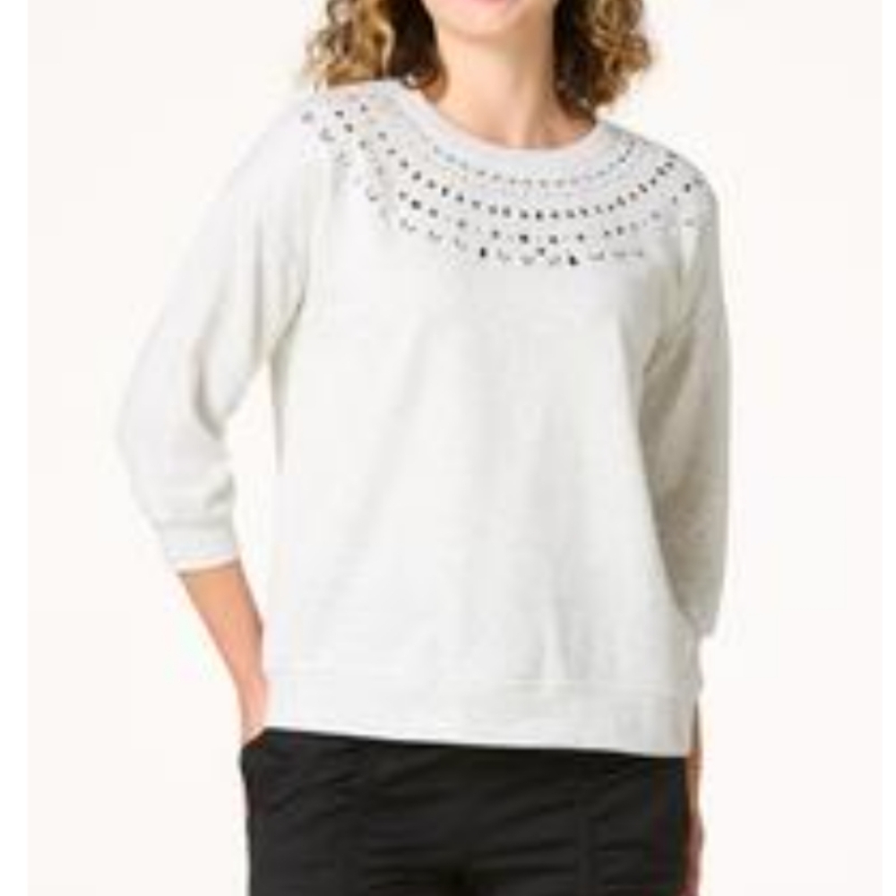 Silver Studded Sweatshirt Light Gray Heather All Seasons